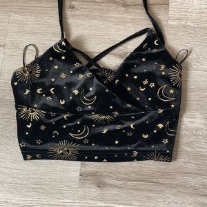Black velvet sun and moon top